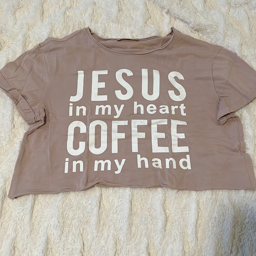 Jesus In My Heart Coffee In My Hand Crop Top!